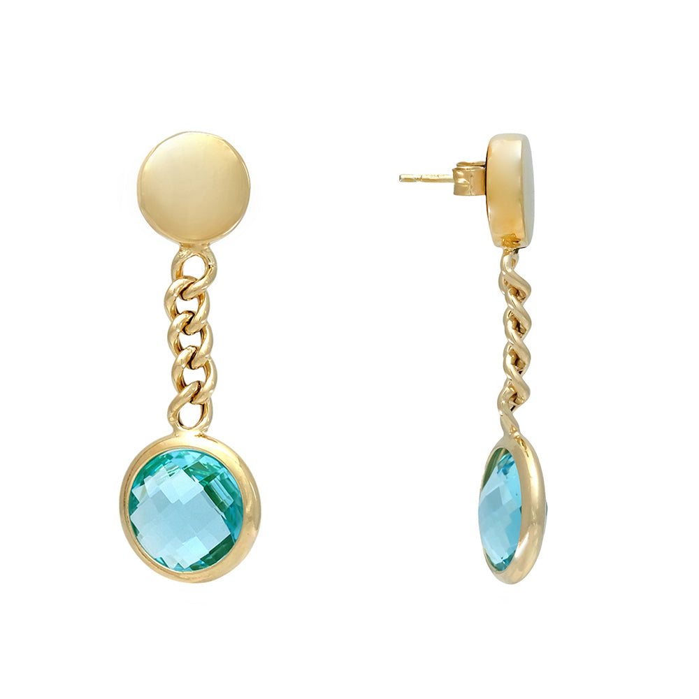 Chain earrings with aquamarine stones