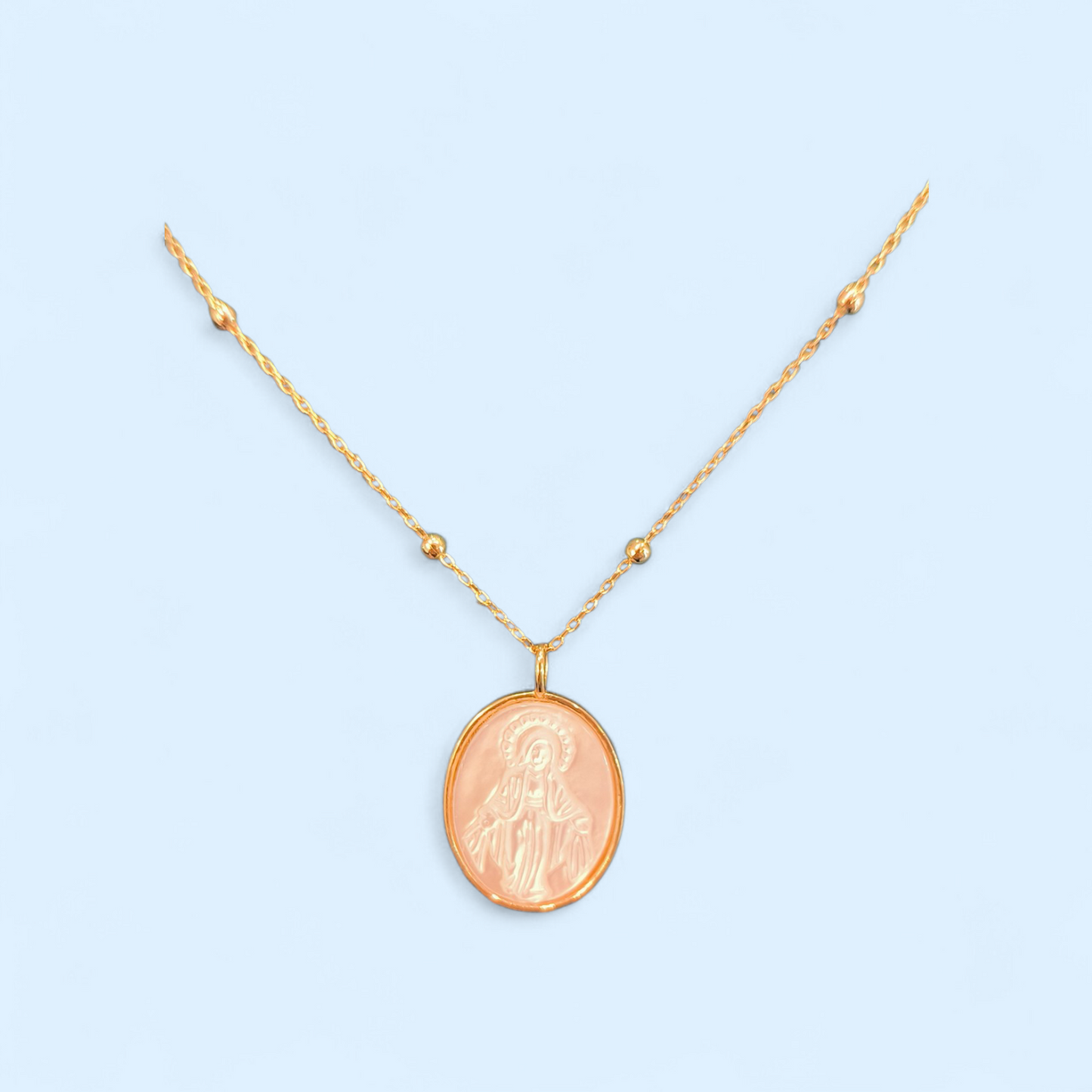 Virgen Milagrosa en nácar con cadena