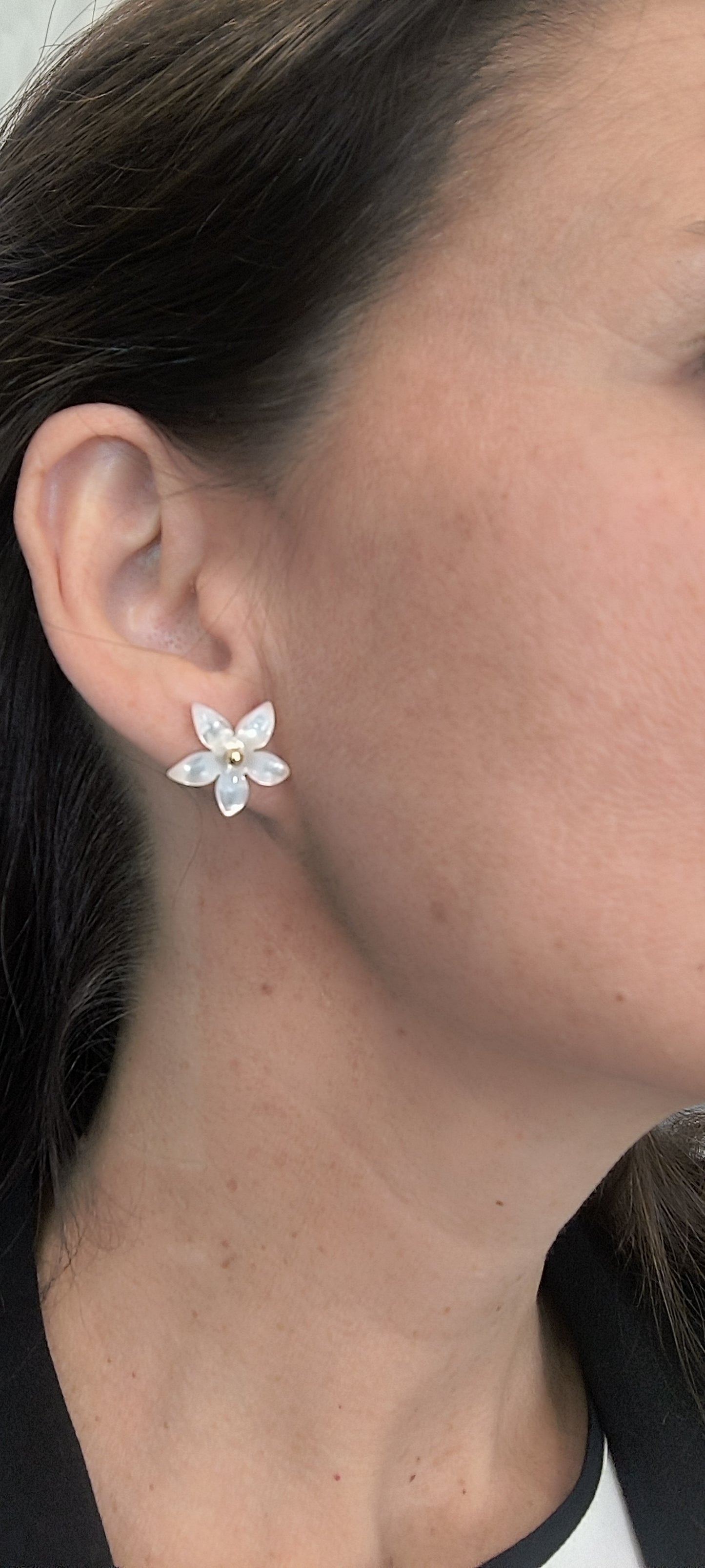 Pendientes margaritas de nácar en plata