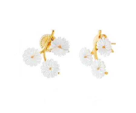 Pendientes 3 flores en nácar