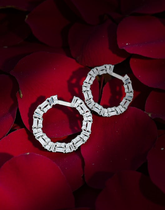 Aros en plata con circonitas combinando tallas