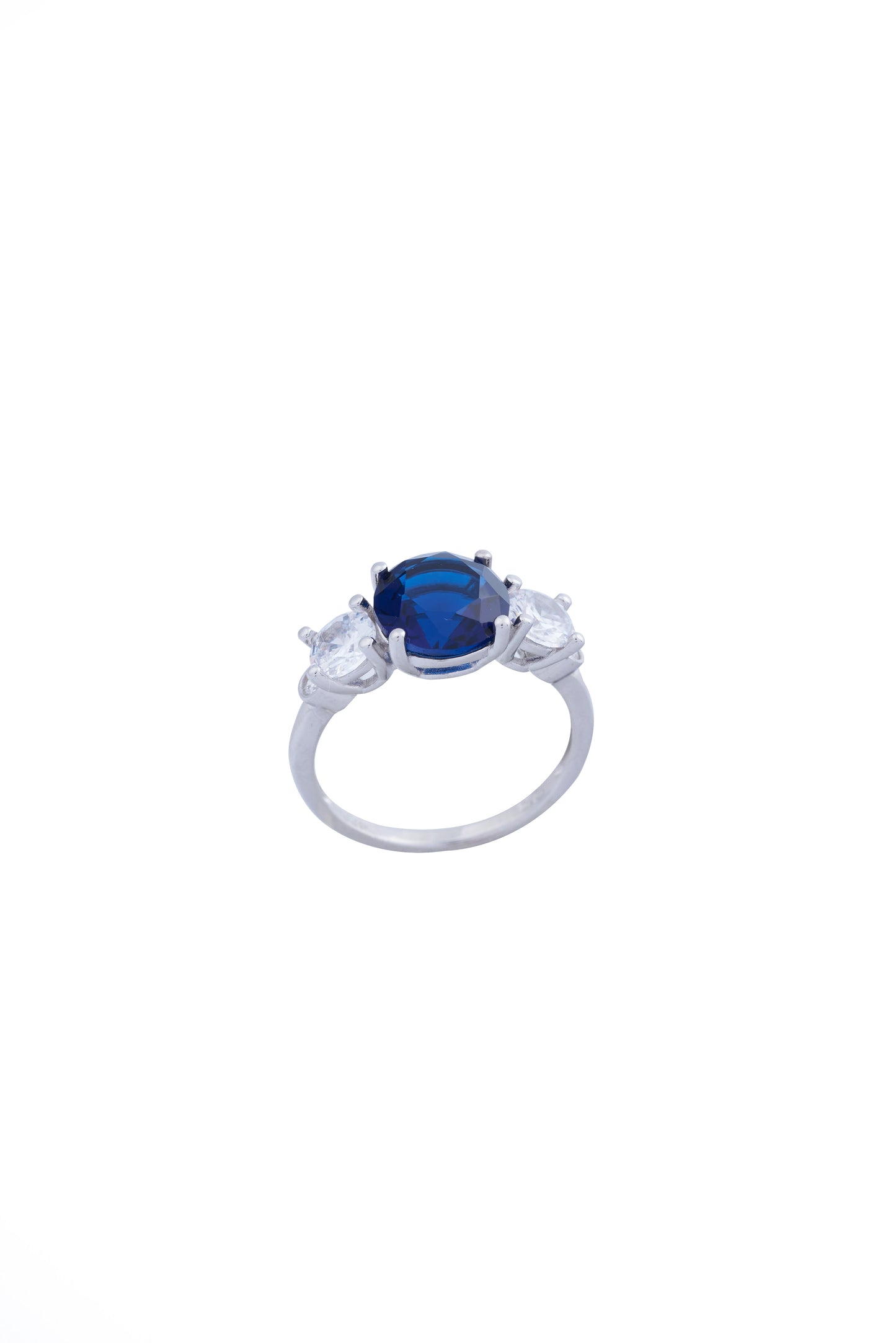Silver triple ring with 3 zircons set