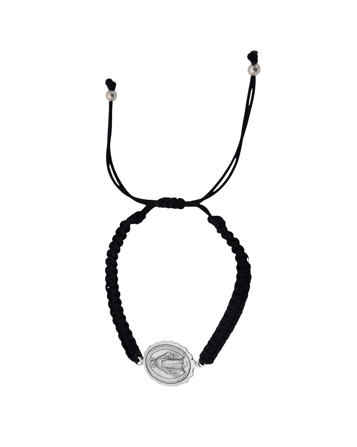 Pulsera macrame con Virgen de la Milagrosa en plata