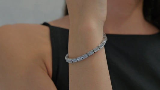 Silver bracelet with baguette-cut zircons