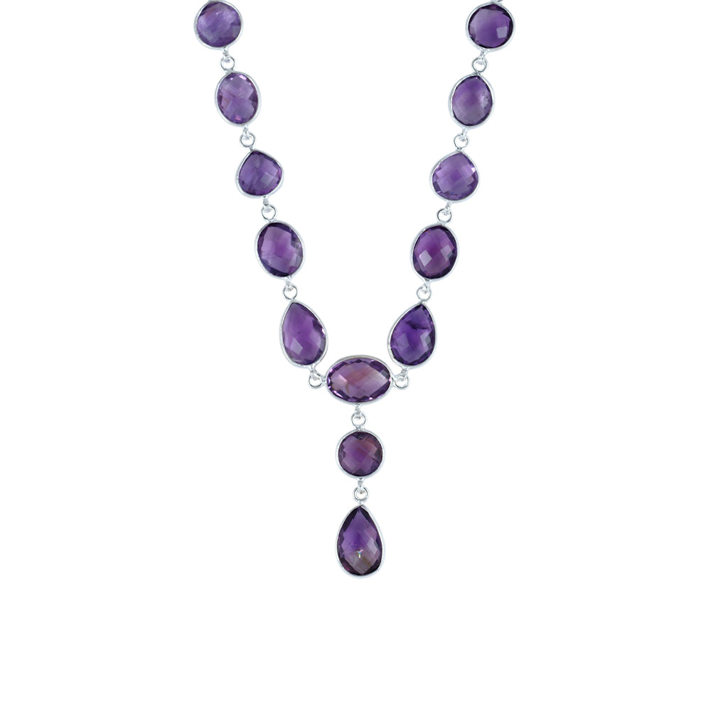Collar en plata con amatistas facetadas