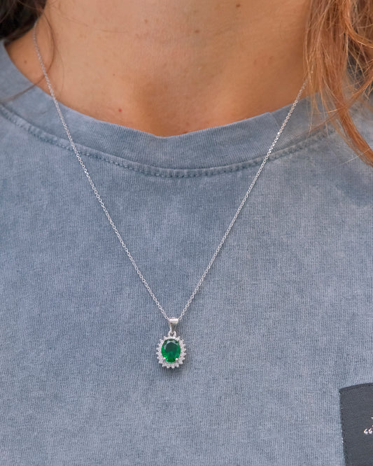 Colgante roseta centro color esmeralda