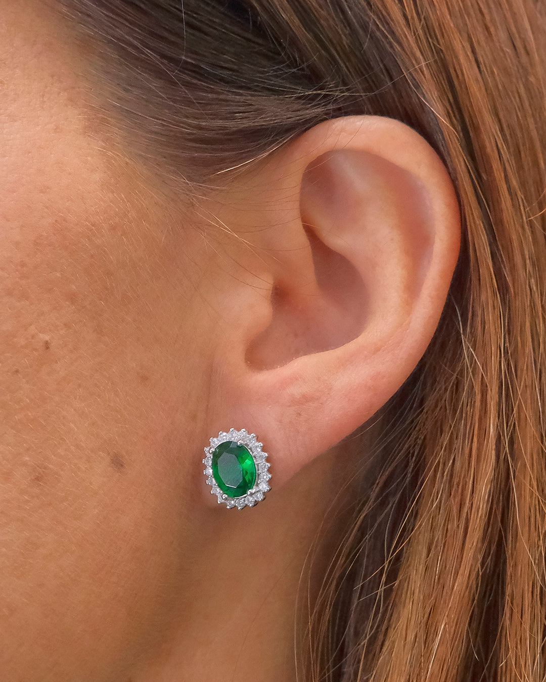 Pendientes orla con central color esmeralda