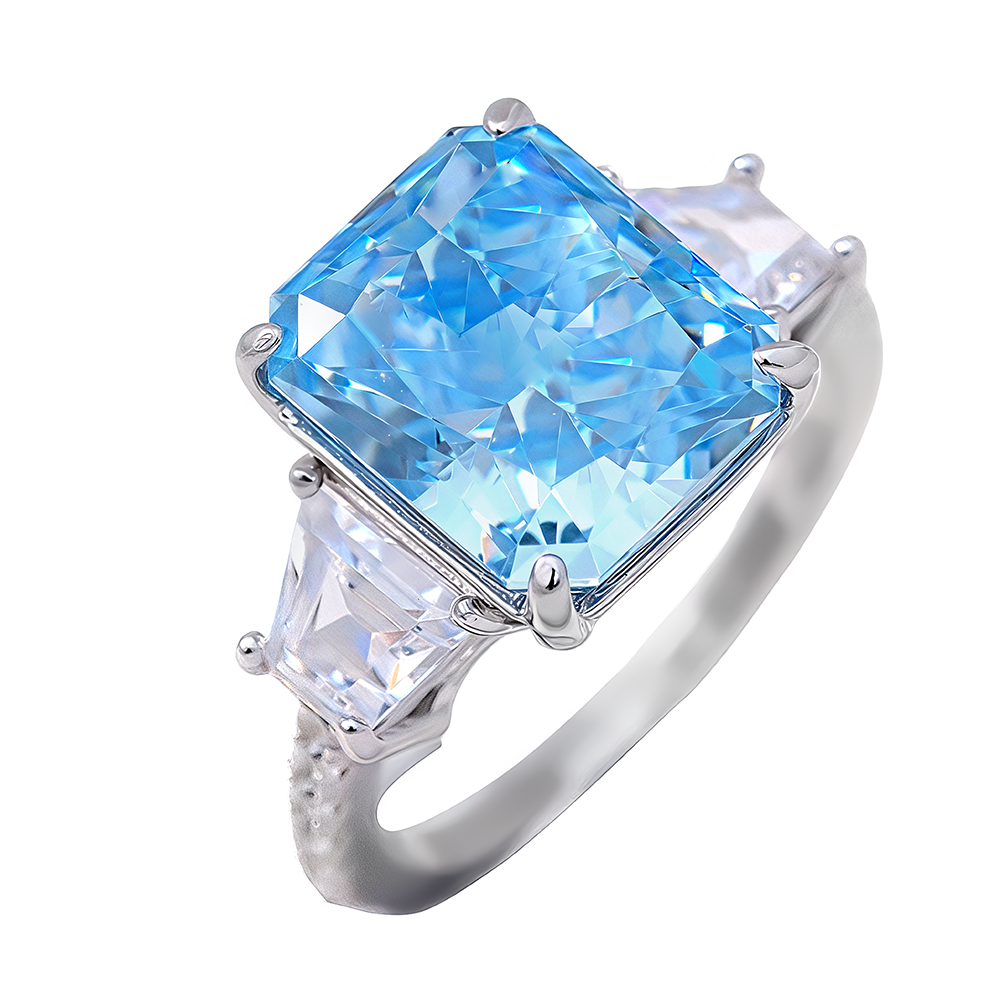 Anillo centro color aguamarina