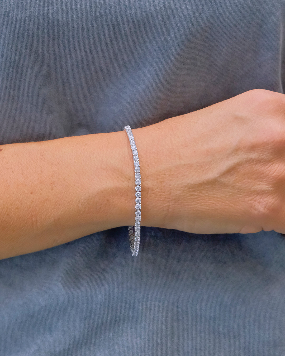 Riviere model silver bracelet with zircons