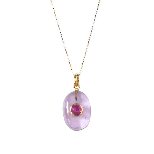 Colgante con piedra ovalada rosa