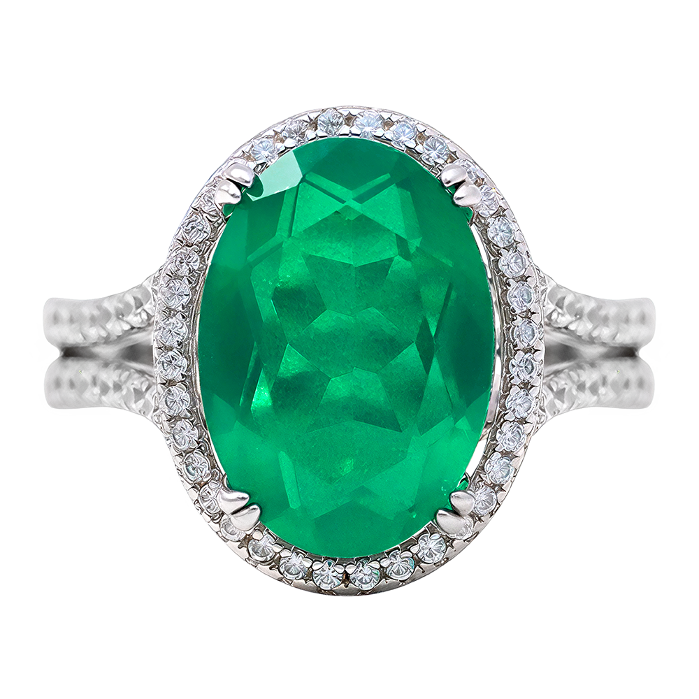 Anillo centro color esmeralda oval