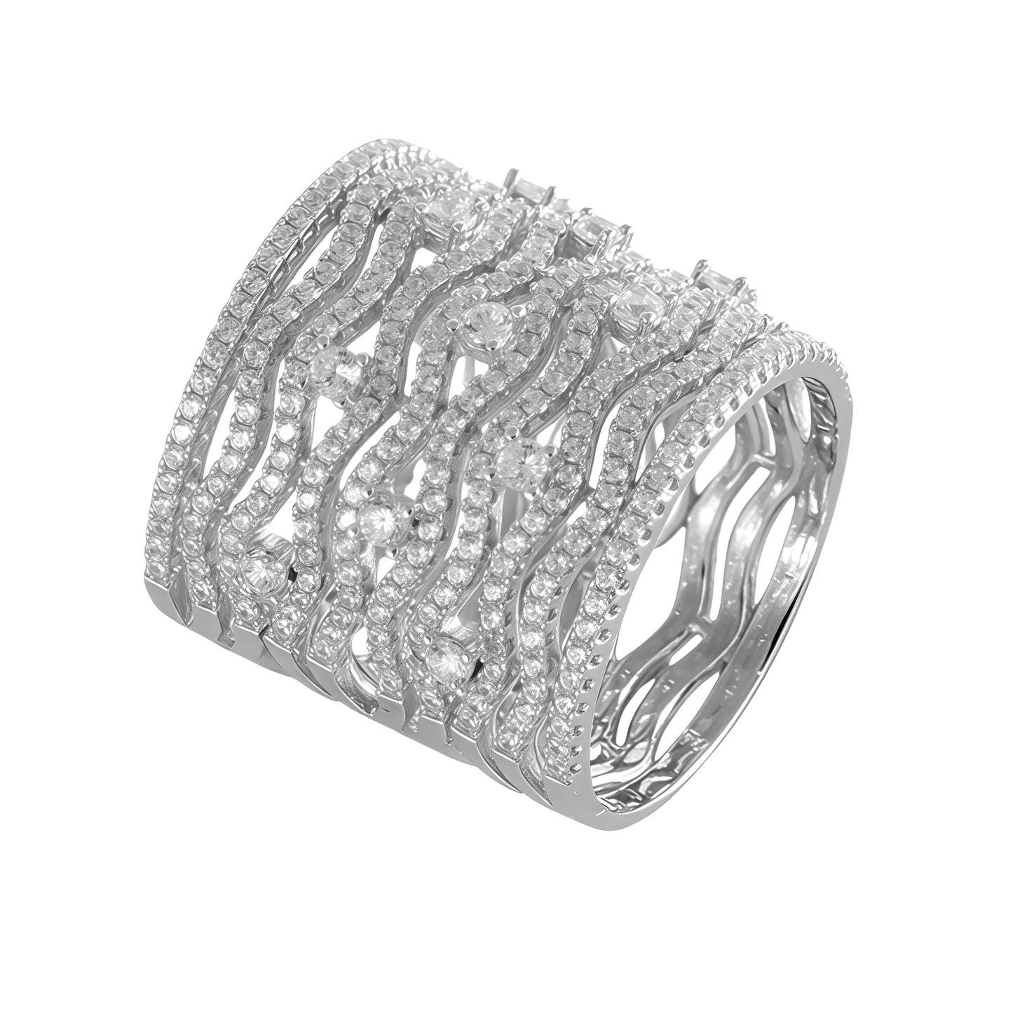 Anillo olas cuajado circonitas