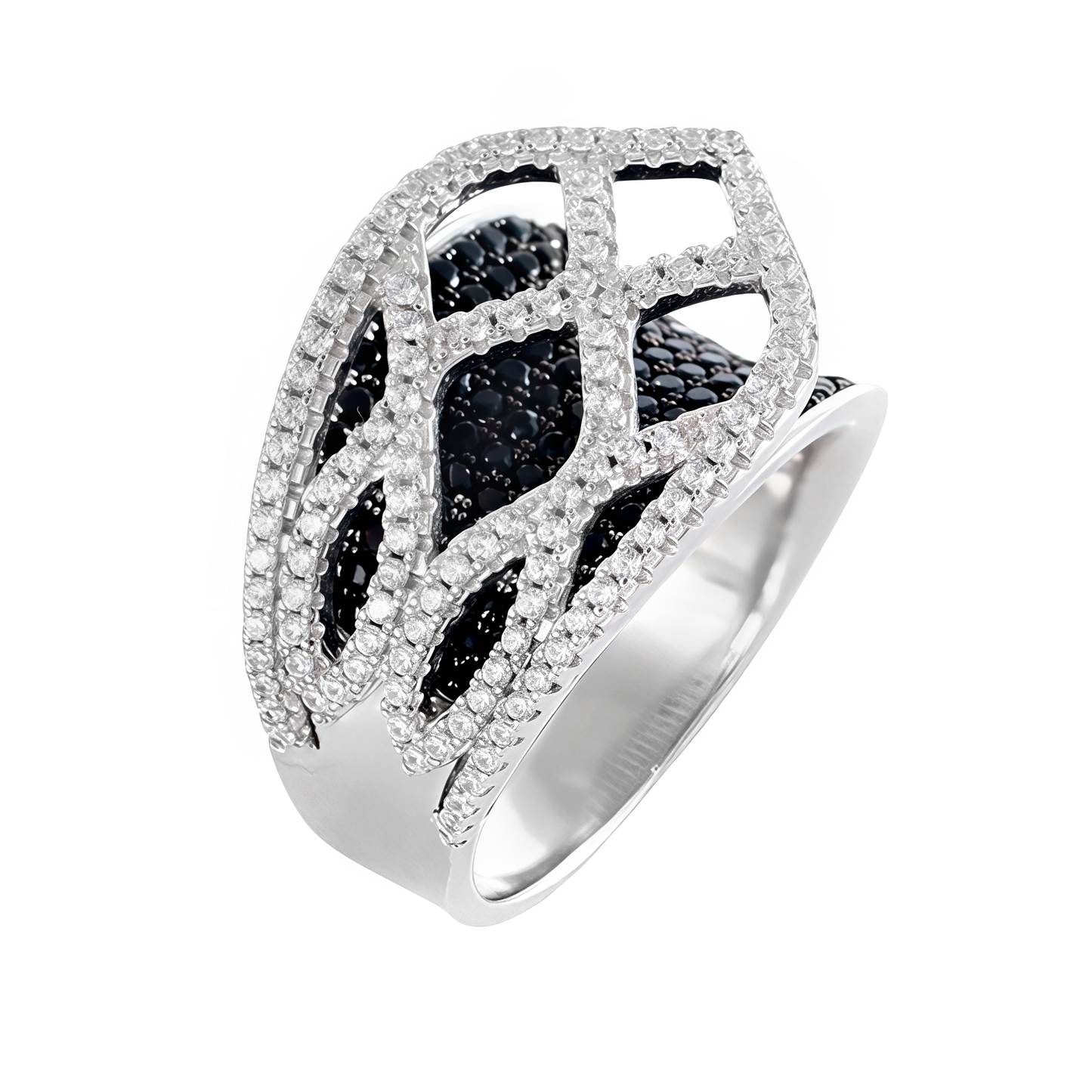 Anillo pave circonitas negras