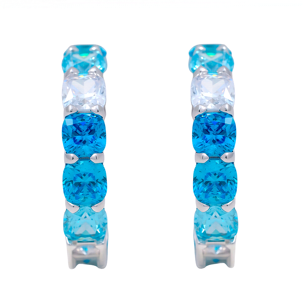 Aros piedras grandes aquamarina