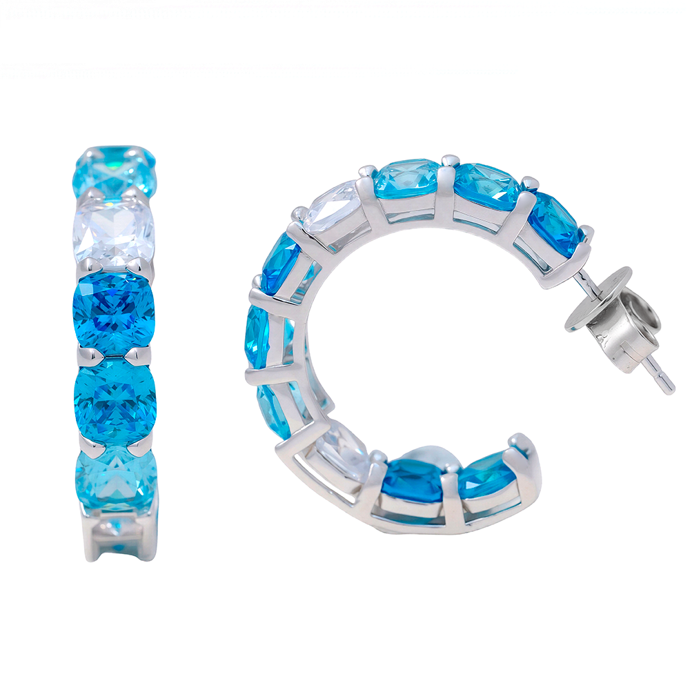 Aros piedras grandes aquamarina
