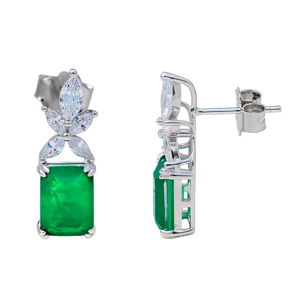 Pendientes flor y esmeralda