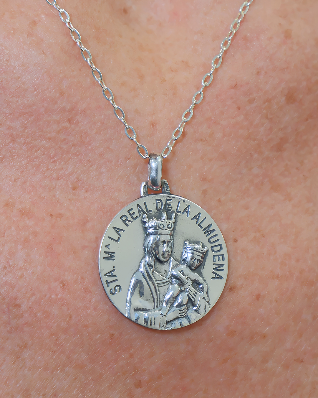 Large silver Virgin of Almudena medal