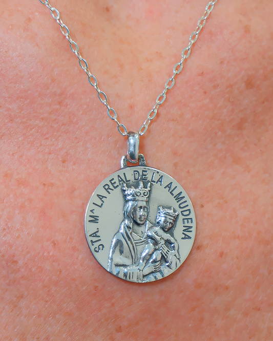 Large silver Virgin of Almudena medal