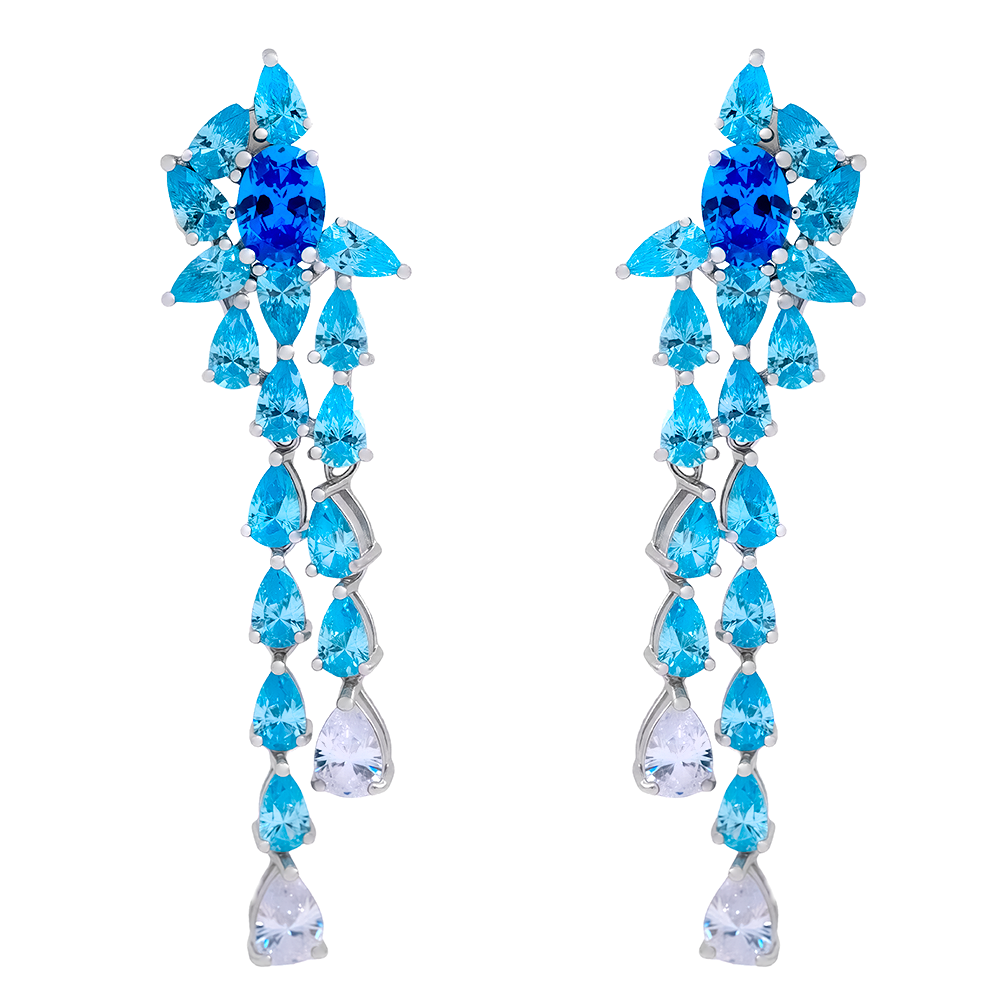 Pendientes largos en plata 925 en disminución en colores degradé – vista 2