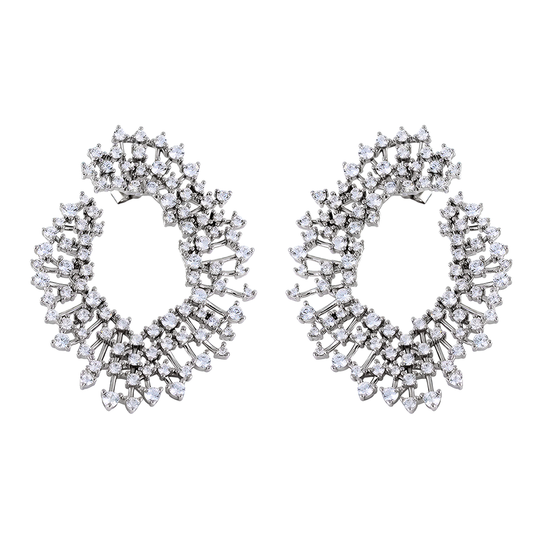 Pendientes grandes en plata con circonitas engastadas en garras