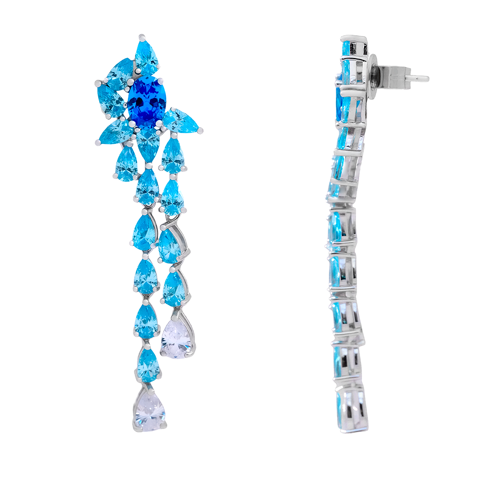 Pendientes largos en plata 925 en disminución en colores degradé – Kebel