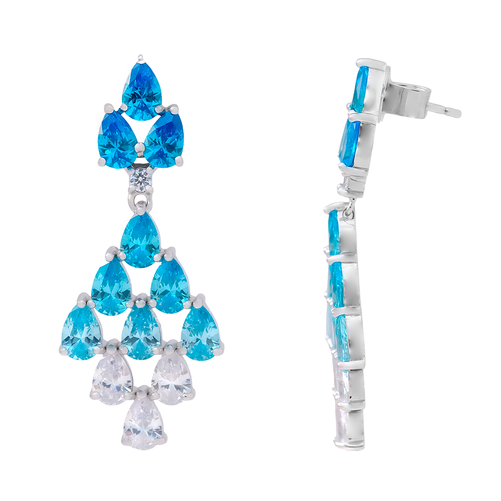 Pendientes largos en plata 925 triángulos con circonitas – vista 2