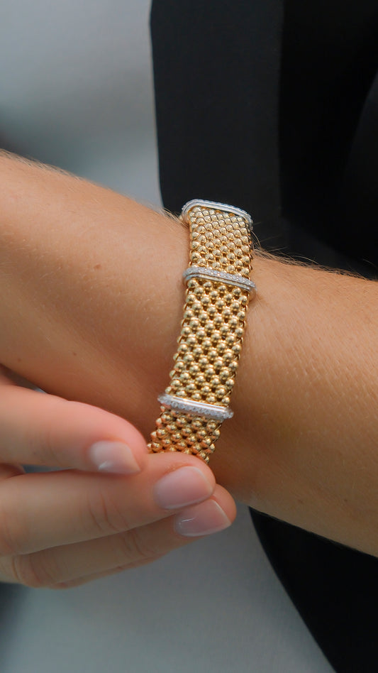 Pulsera malla ancha con circonitas