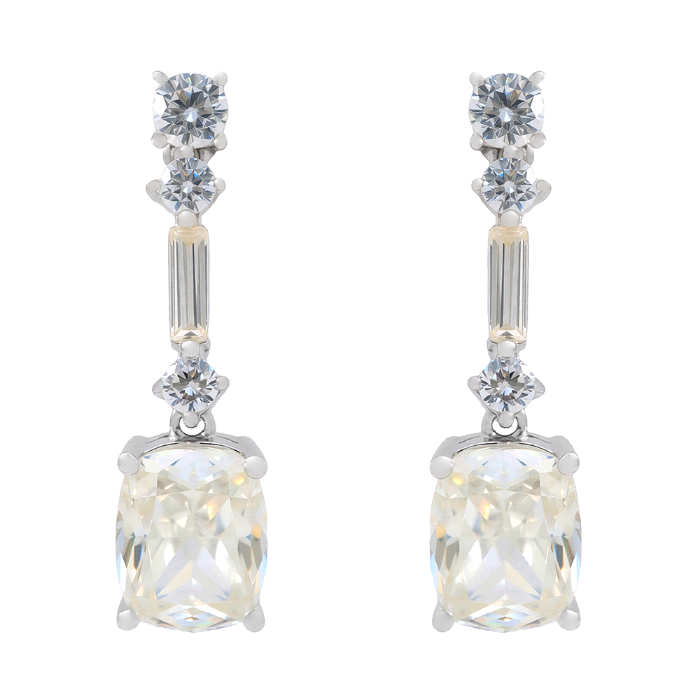 Pendientes largos en plata 925 con piedras hidrotermales – vista 2