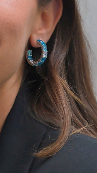 Aros piedras grandes aquamarina