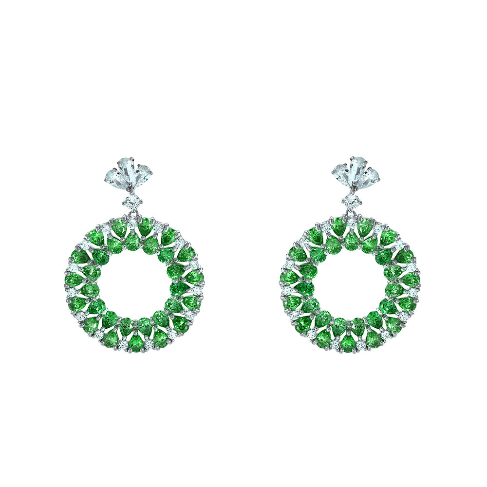 Pendientes largos círculos circonitas