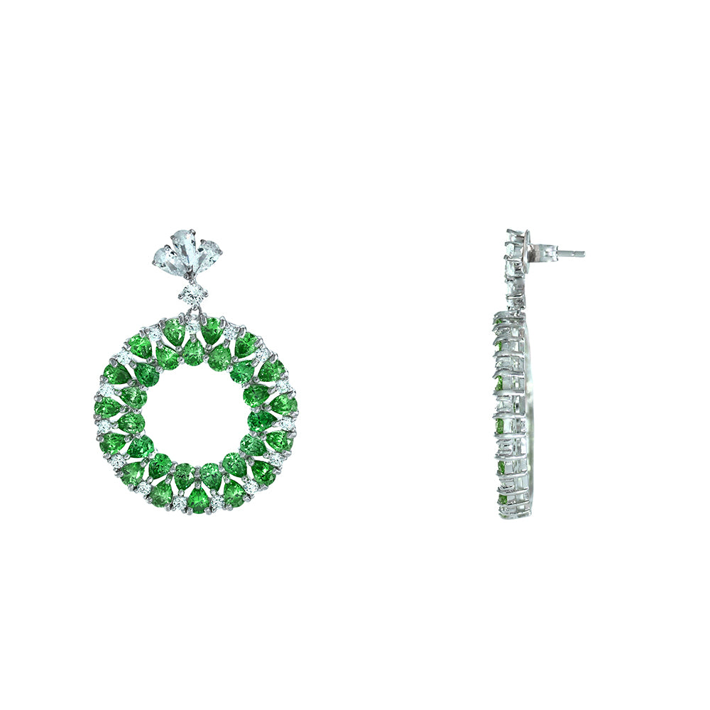 Pendientes largos círculos circonitas