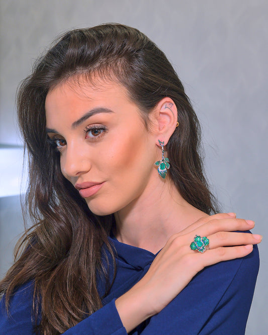 Pendientes largos flores con circonitas