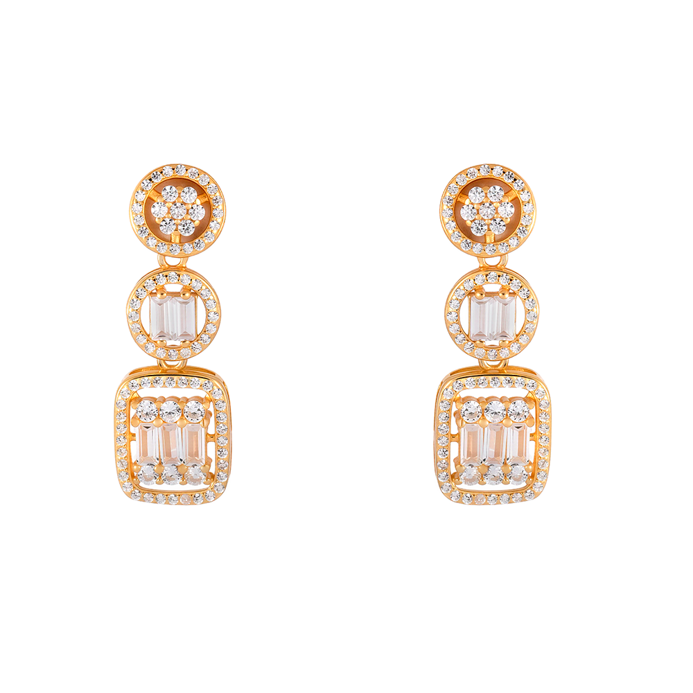 Pendientes largos en plata con baño de oro