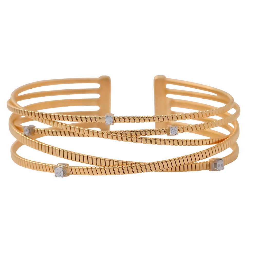 Pulsera brazalete con circonitas en baño de oro ideal para eventos