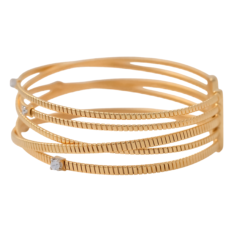 Pulsera brazalete con circonitas en baño de oro ideal para eventos