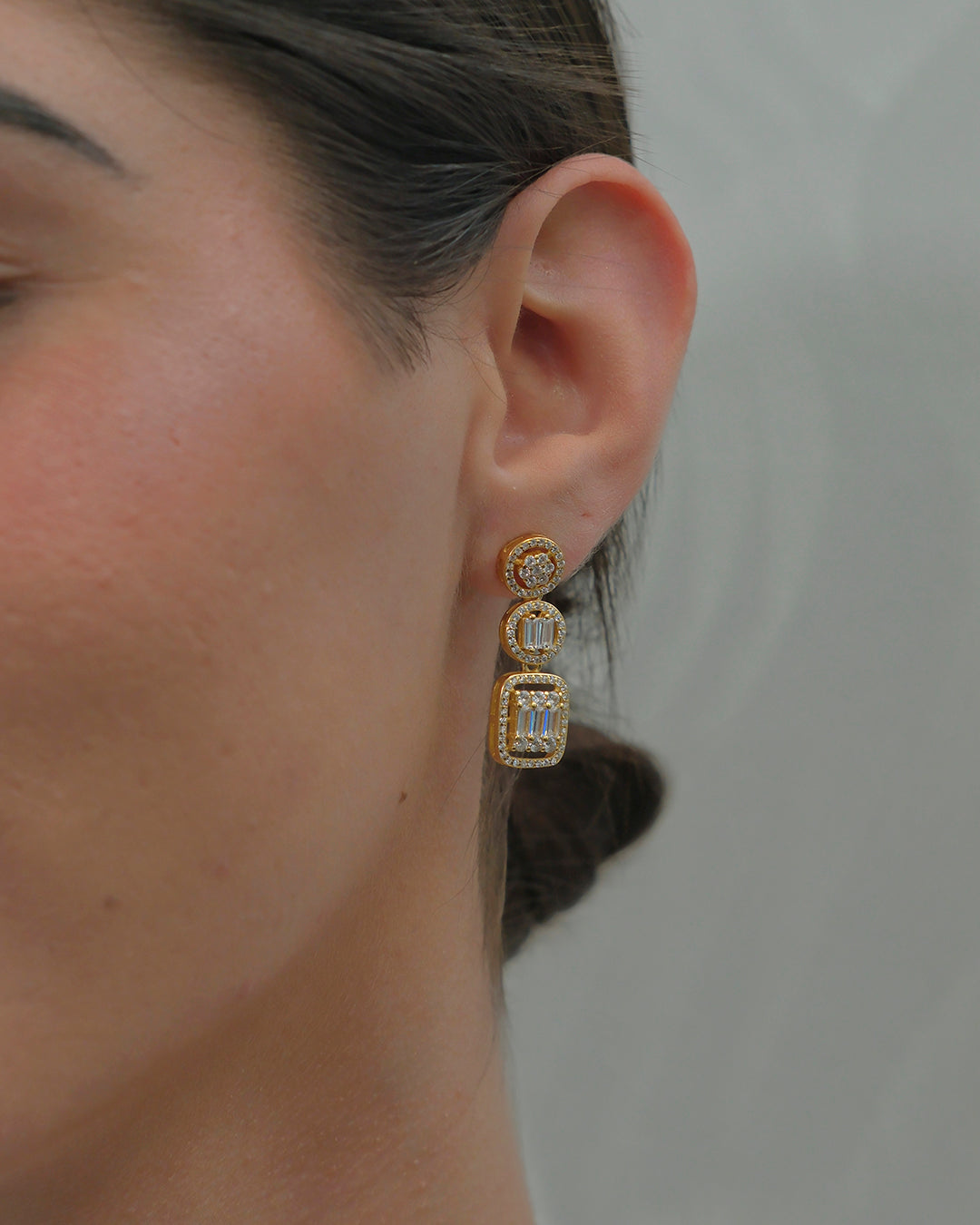 Long gold-plated silver earrings