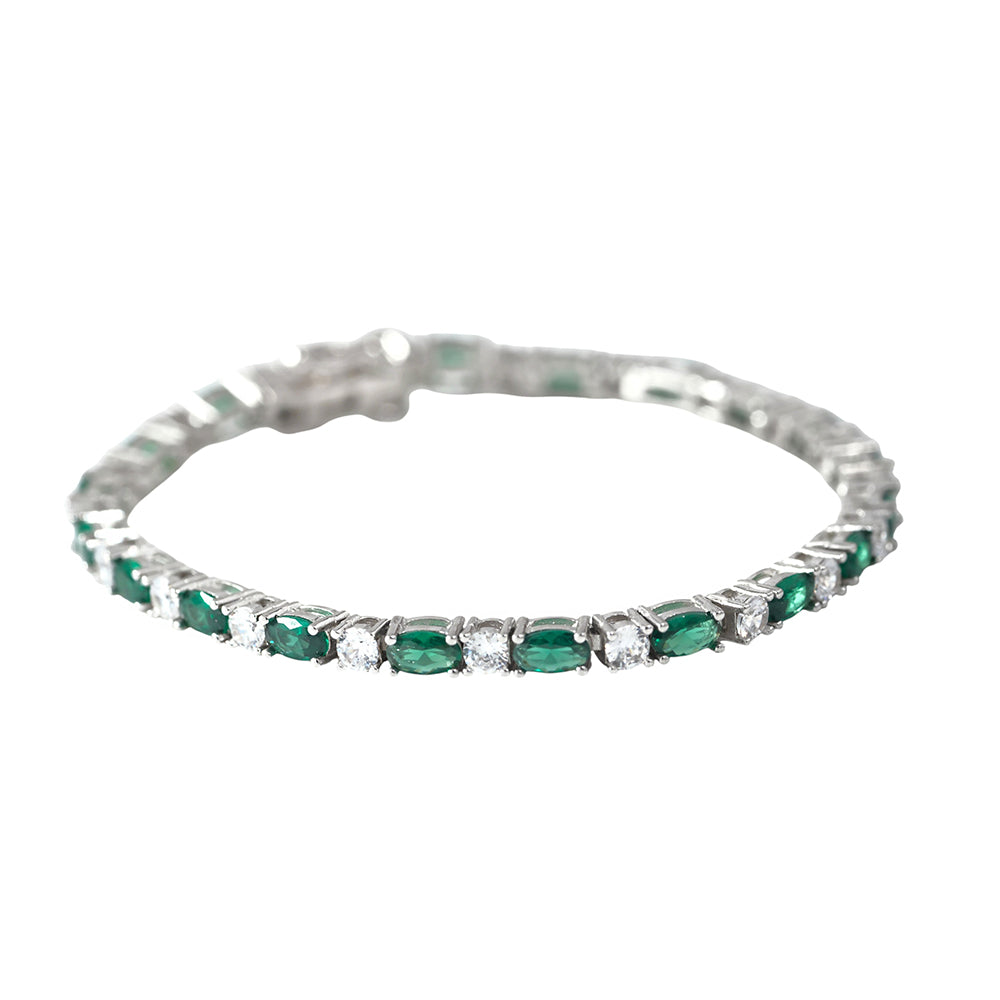 Pulsera en plata con circonitas de color