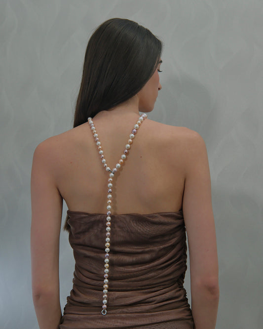 Collar perlas cultivadas de color en disminución cierre en plata