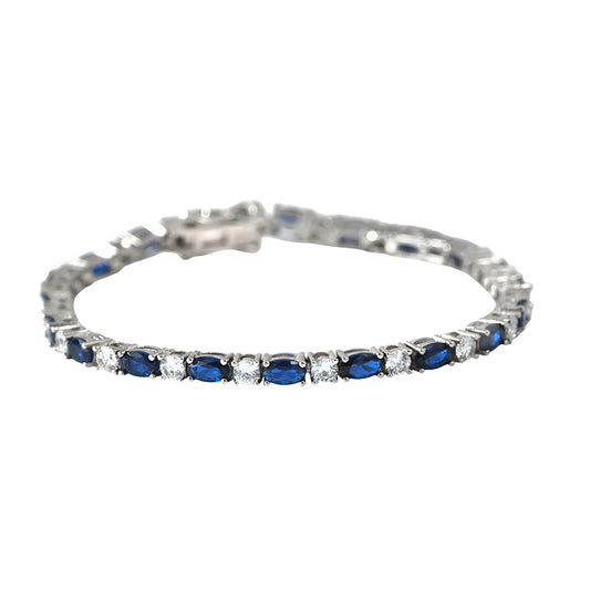 Pulsera en plata con circonitas zafiro