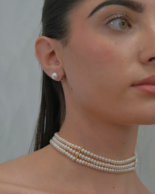 Choker con 3 vueltas de perlas cultivadas