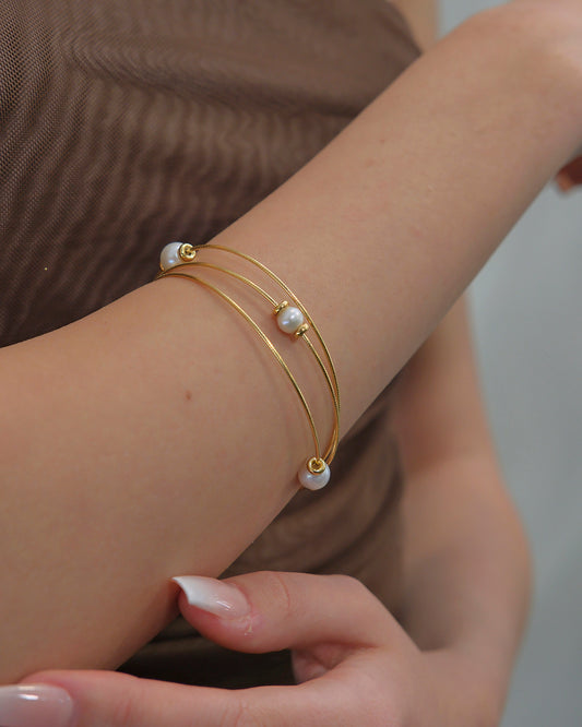 Pulsera 3 vueltas con 3 perlas cultivadas