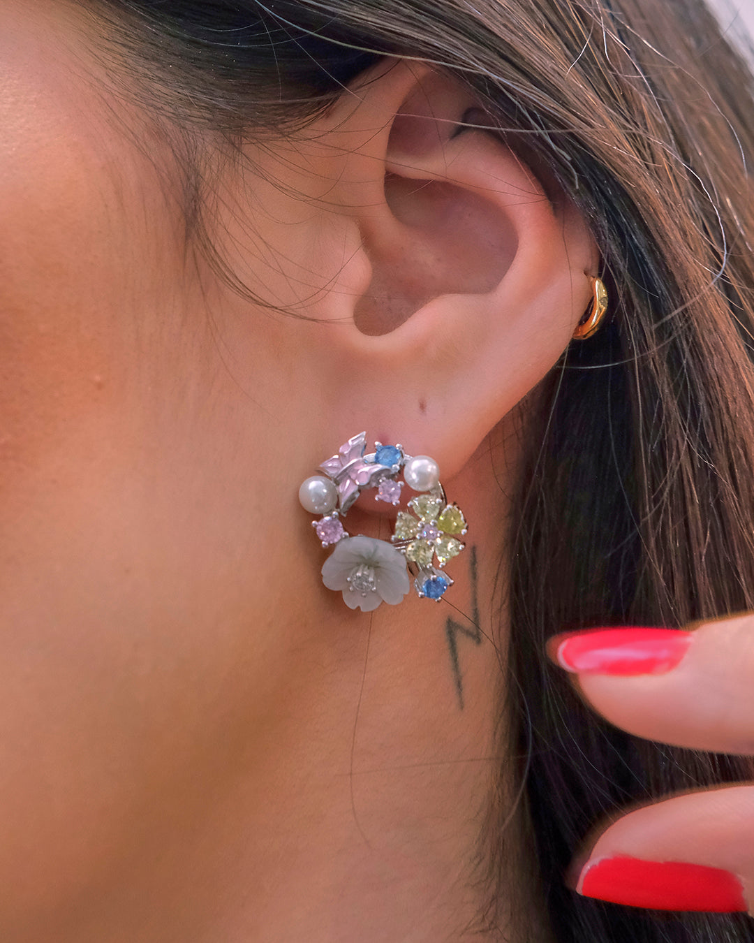 Pendientes flores y mariposas con circonitas