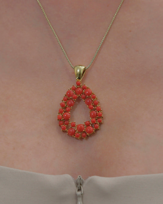 Chain with coral drop pendant