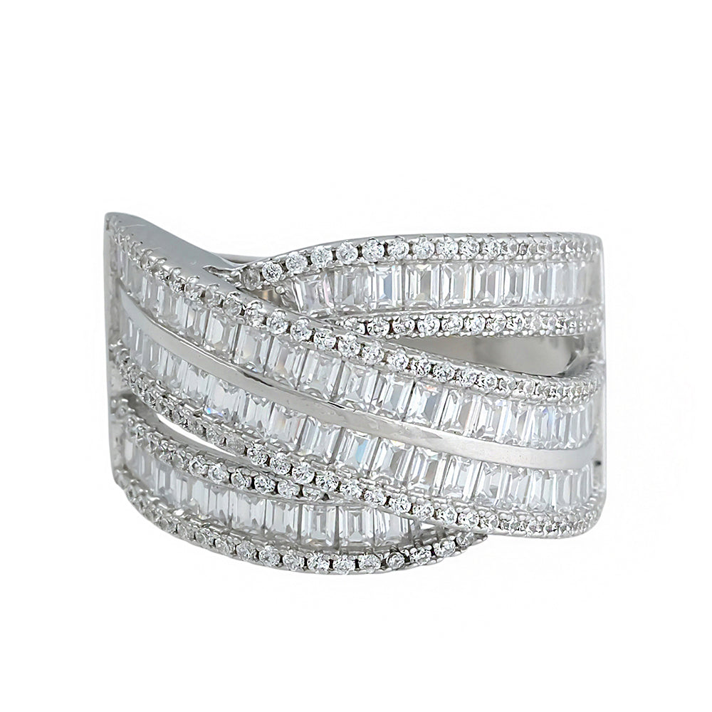 Anillo joya 4 filas baguettes