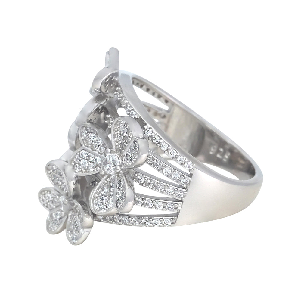 Flower garden ring in silver