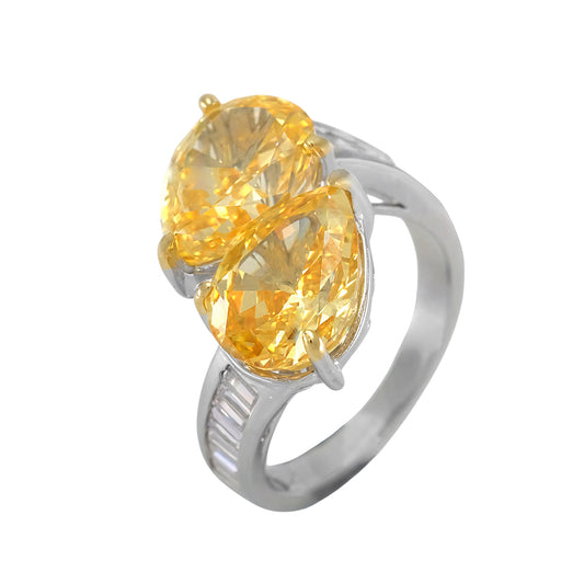 Anillo joya  piedras color diamante amarillo