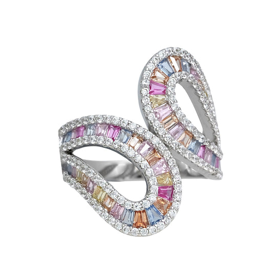 Anillo lazo con circonitas de colores