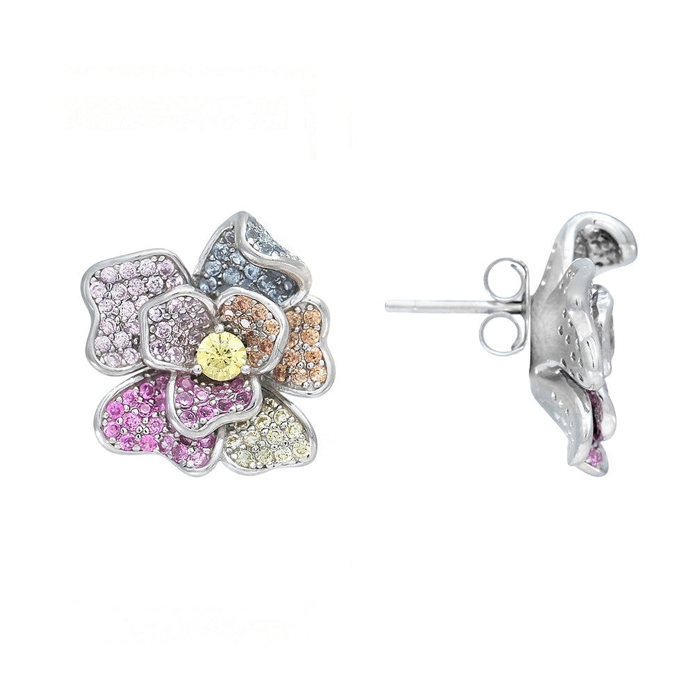 Flower earrings with colorful petals