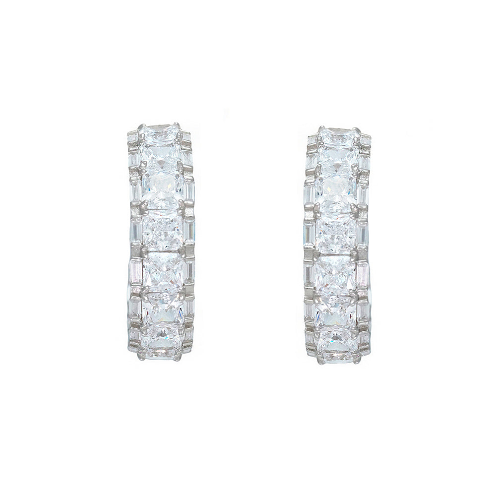Aros grandes con circonitas talla princesa y baguette