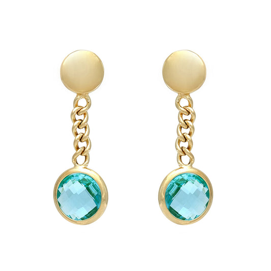 Chain earrings with aquamarine stones